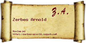 Zerbes Arnold névjegykártya